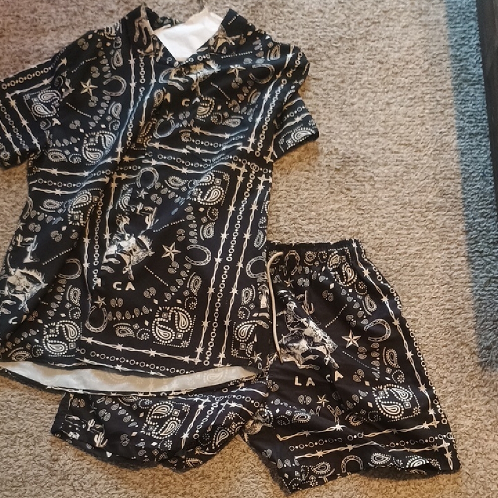Men Black Paisley Print Set
